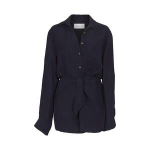 NEW ANEMOS women's the la button down wrap dress in navy